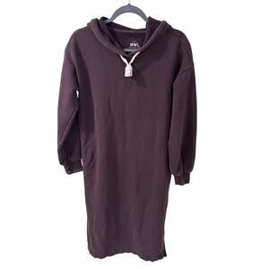 Madewell MWL Chocolate Brown BetterTerry Hoodie Pockets Sweatshirt Midi Dress, S